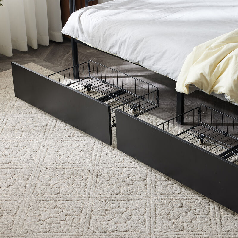 Convertible Metal Bunk Bed with 2 Storage Drawers, Separates into Two Daybeds