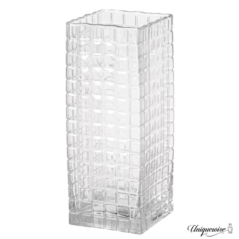 10-Inch Square Frosted Clear Glass Vase