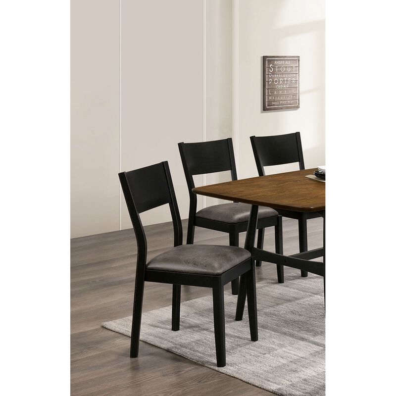 Modern Black & Gray Side Chairs Set of 2 Dining Room Furniture
