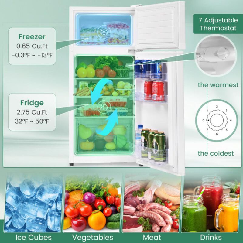 Costway 2 Doors Cold-rolled Sheet Compact Refrigerator