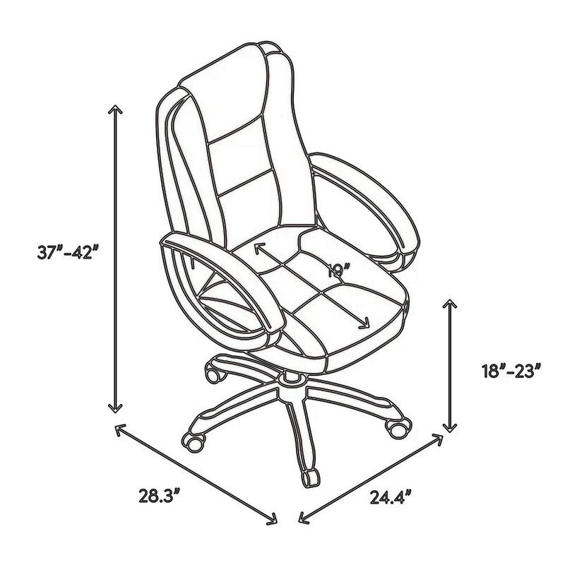 Metal & Leather Executive Office Chair, Cocoa Brown-Benzara