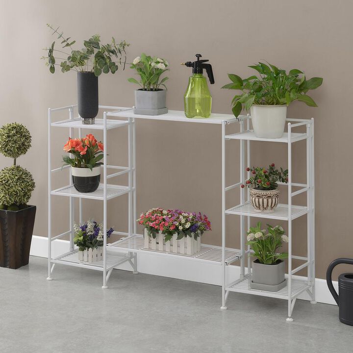 Convenience Concepts Xtra Storage 3 Tier Folding Metal Shelves with Set of 2 Extension Shelves
