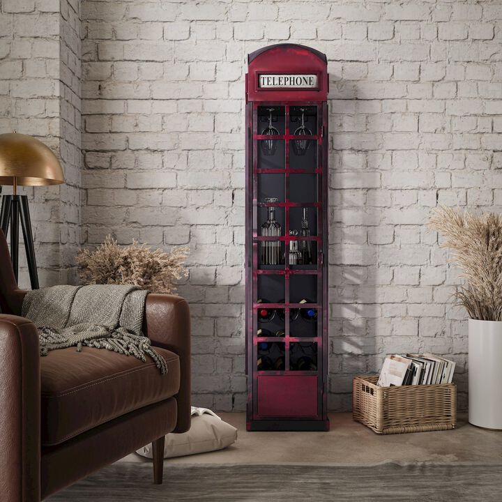 Jofran Glory Days Telly Vintage Telephone Booth Lounge Bar Cabinet