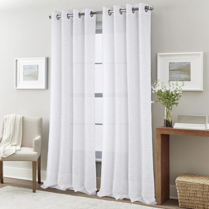 RT Designers Collection Dexter Linen Texture Grommet Light Filtering Window Curtain Panel 54" x 84" White