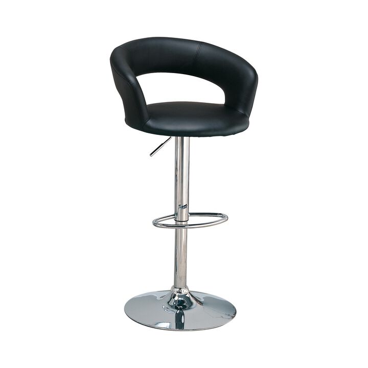 Contemporary Faux Leather Bar Stool, Black-Benzara