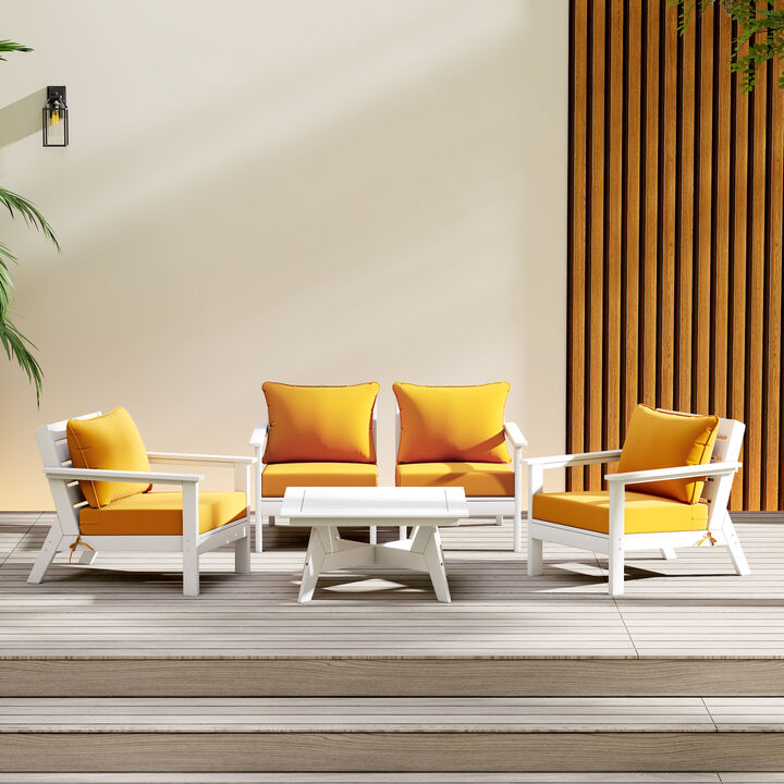 WestinTrends Outdoor 5-Piece Modular Sectional Patio Furniture Sofa Set