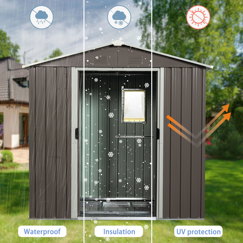 8FT X 4FT Outdoor Metal Storage Shed With Window