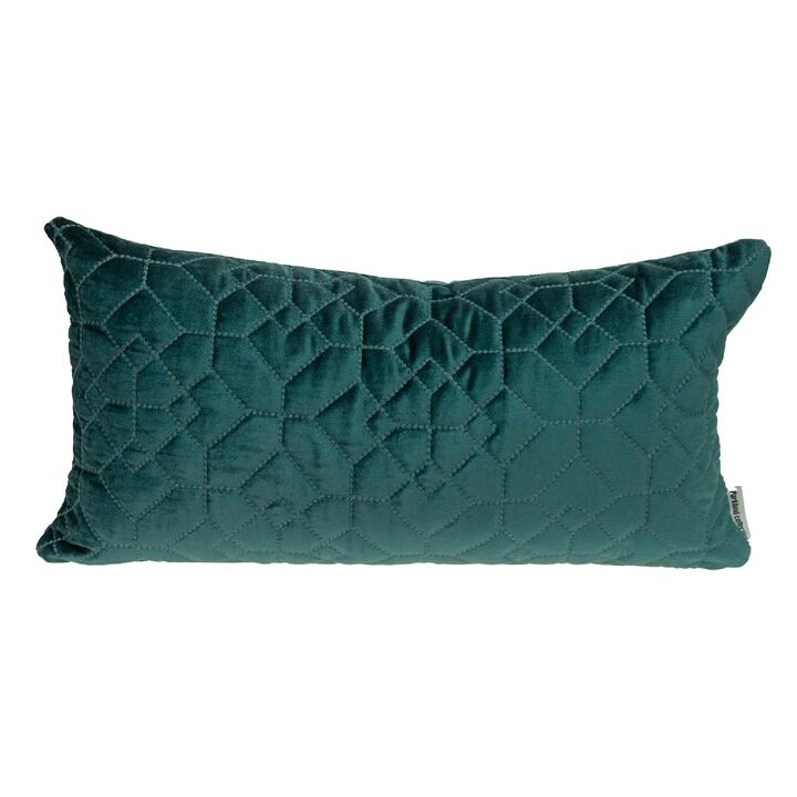 24" Teal Transitional Quilted Rectangular Throw Pillow