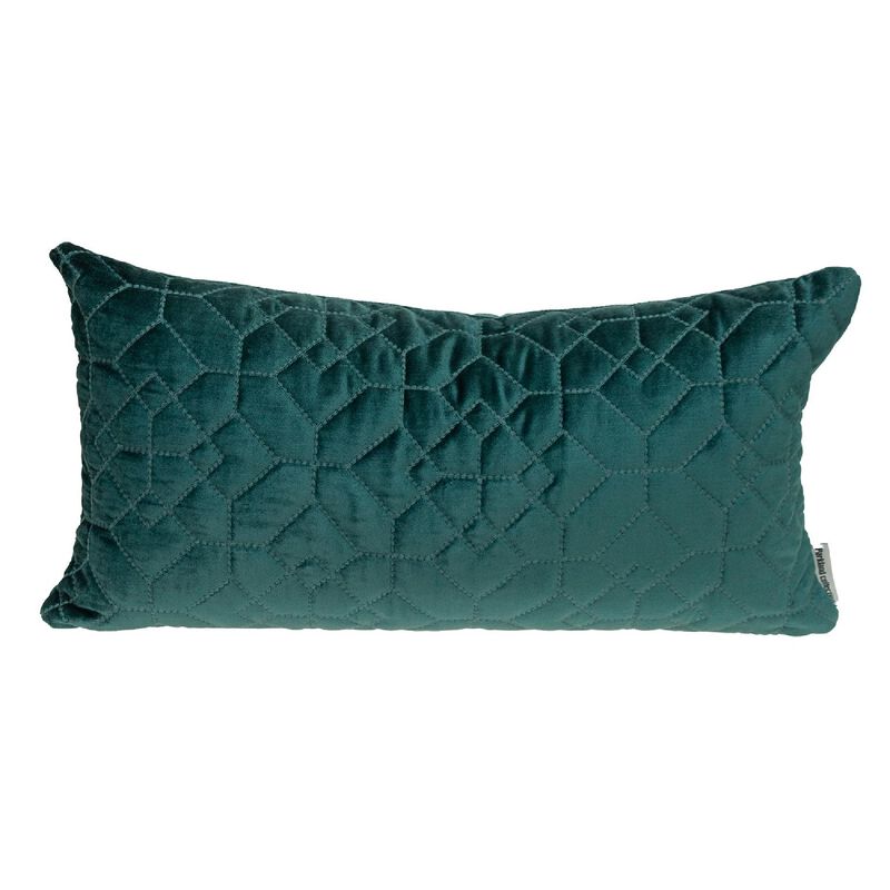 24" Teal Transitional Quilted Rectangular Throw Pillow