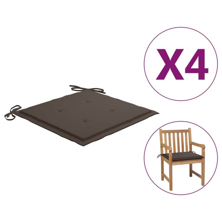 vidaXL Garden Chair Cushions 4 pcs Taupe 19.7"x19.7"x1.6" Fabric