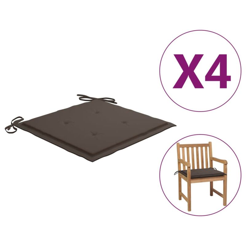 vidaXL Garden Chair Cushions 4 pcs Taupe 19.7"x19.7"x1.6" Fabric