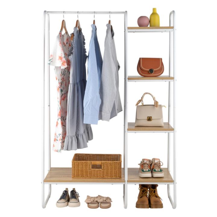 Freestanding Clothes Rack with 5 Shelves for Convenient Clothing and Storage Organization