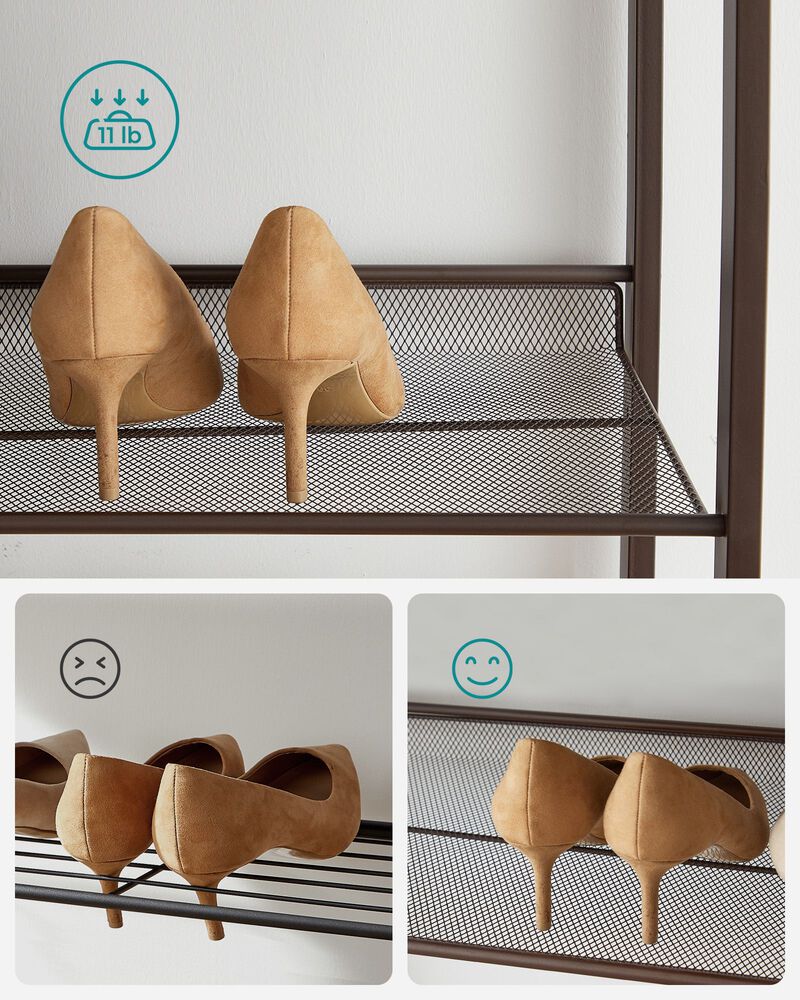 8-Tier Shoe Rack - Set of 2 Stackable 4-Tier Metal Mesh Shoe Organizers for Storage