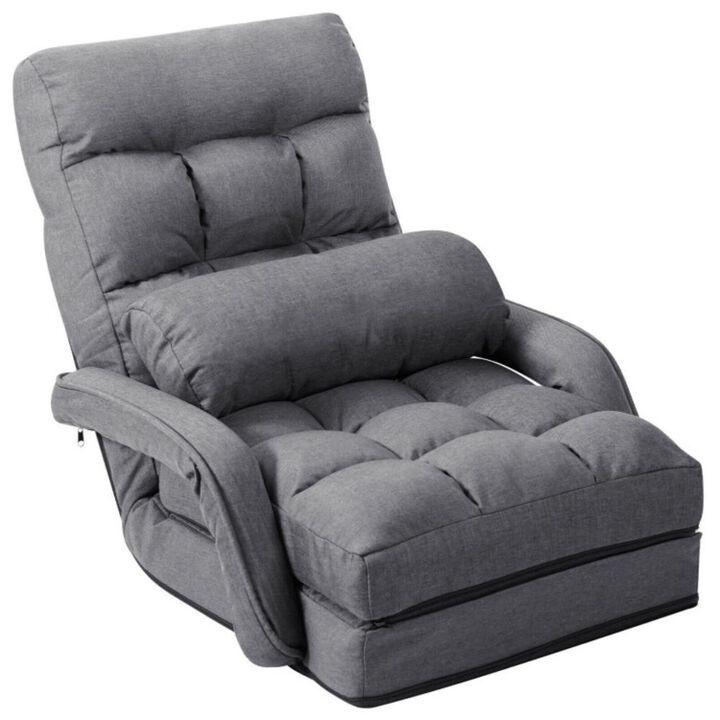 Hivvago Folding Lazy Floor Chair Sofa with Armrests and Pillow
