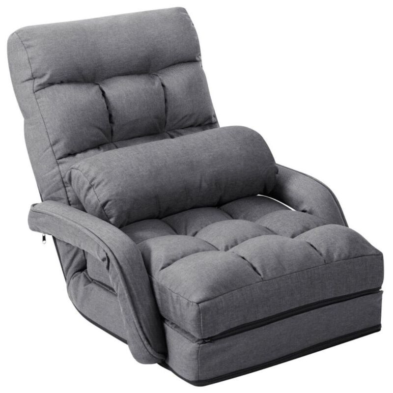 Hivvago Folding Lazy Floor Chair Sofa with Armrests and Pillow