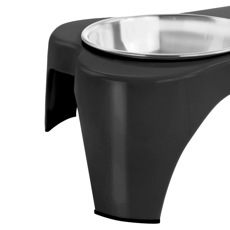 Gibson Home Bow Wow Meow 3 Piece Elevated Pet Bowl Dinner Set in Black