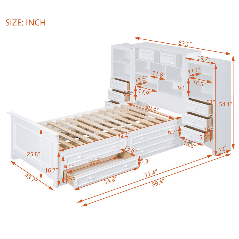 Merax Platform Bed with Storage Headboard