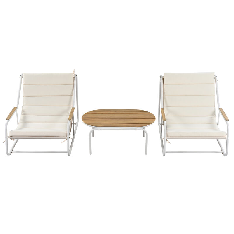 Merax Outdoor Chaise Lounge Chairs ans 1 Side Table