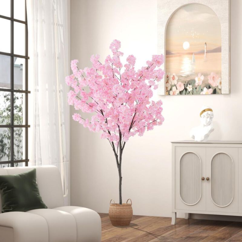Hivvago 6.5 FT Tall Artificial Cherry Blossom Tree with 1170 Pink Flowers