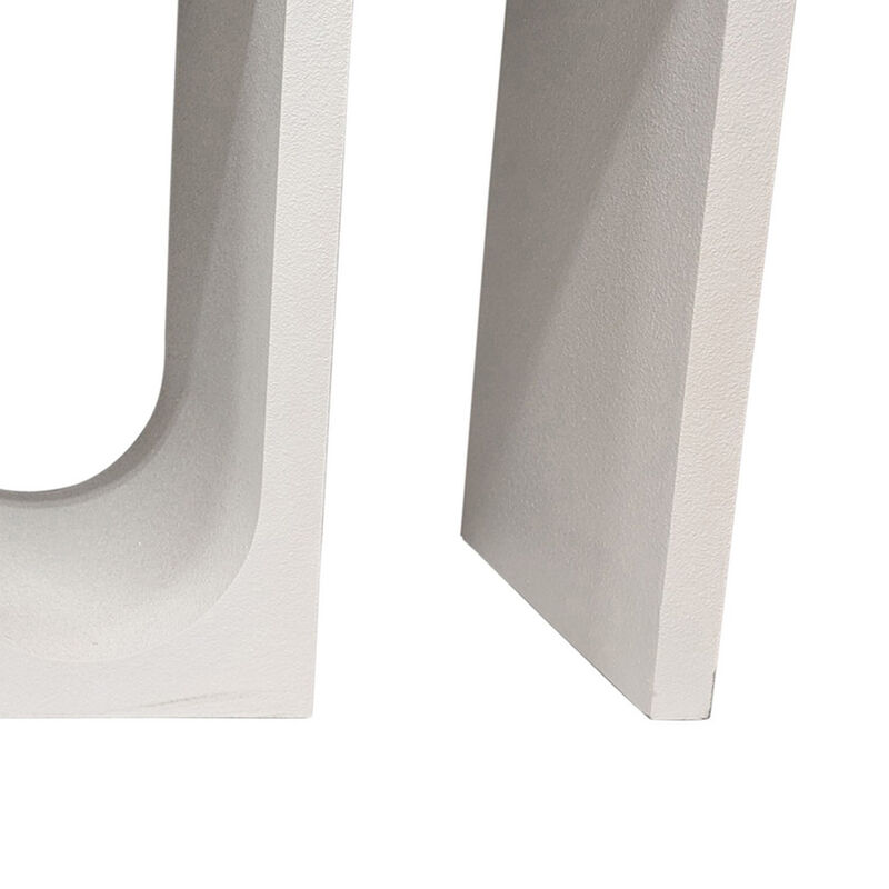 Rectangular Console Table with Wavelike Base, 54 Inch White Wood - Benzara