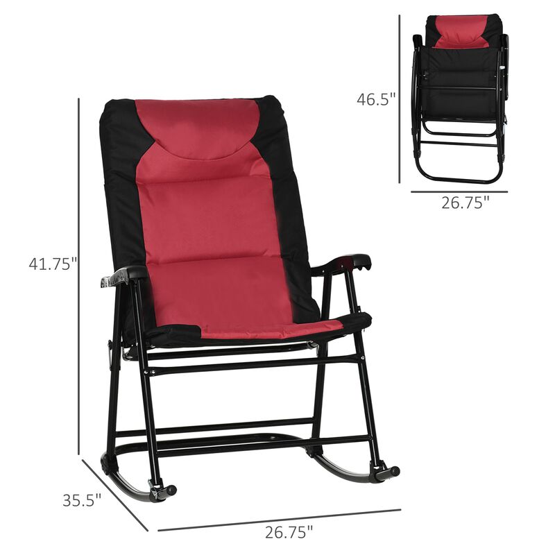 Red/Black Porch Duo: 2-Piece Padded Rocking Chair Set