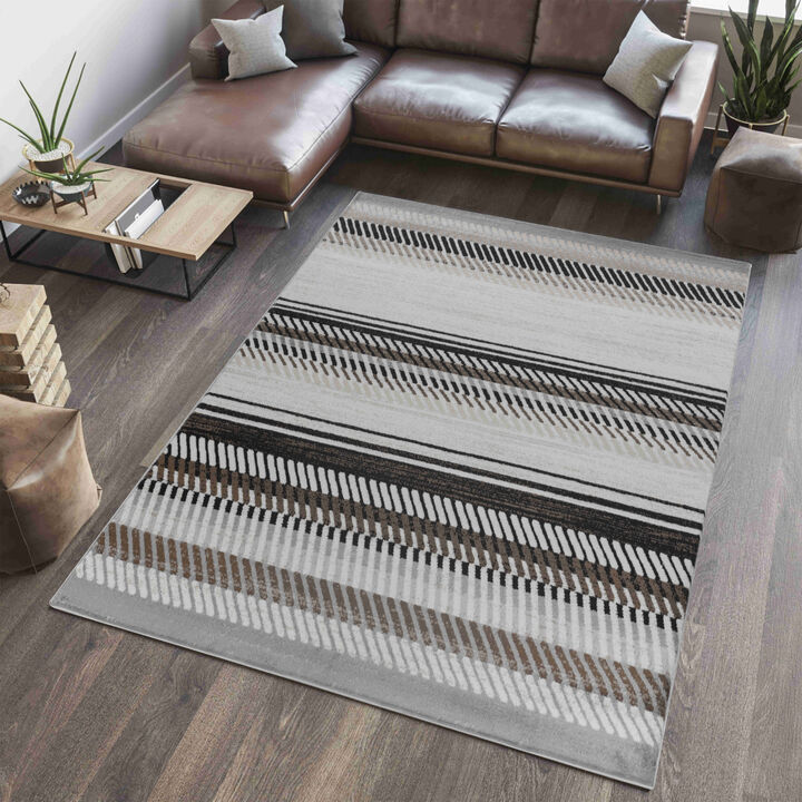 Sakarya Modern Coastal Beige Brown Indoor Area Rug