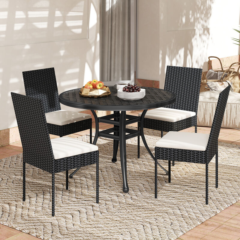 PE Wicker Patio Chairs Set of 4 with Cushions for Porch Deck Garden and Backyard-4 Pieces
