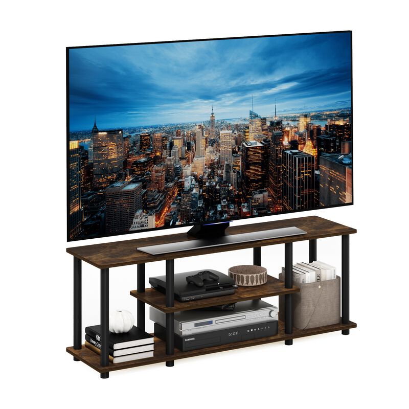 Furinno Furinno Turn-N-Tube No Tools 3D 3-Tier Entertainment TV Stands, Amber Pine/Black