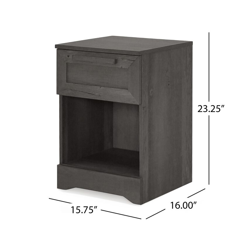 Vinie Nightstand with 1 Drawer and Shelf, Modern Taupe Gray Finish - Benzara