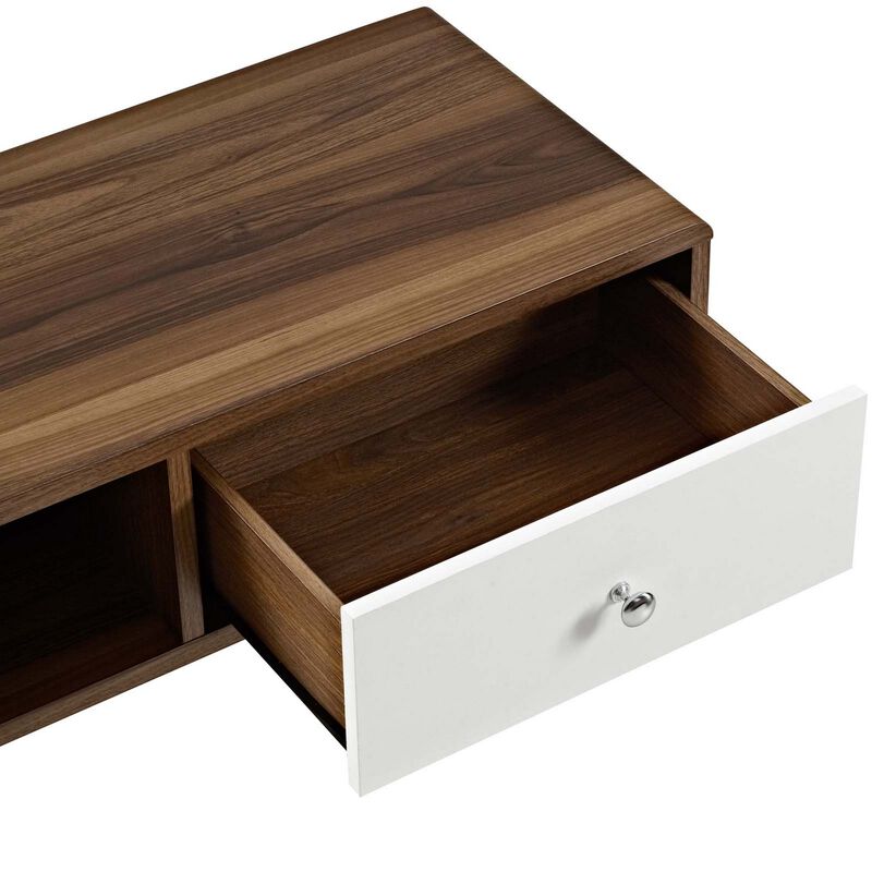 Transmit 55? TV Stand, Walnut White-Benzara