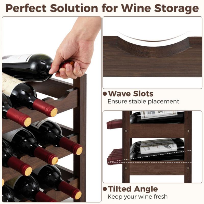 3-Tier Wicker Freestanding Countertop Wine Bottle Organizer