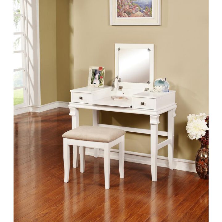 Linon Angela White Vanity Set