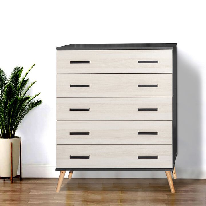 Eli Mid-Century Modern 5 Drawer Chest