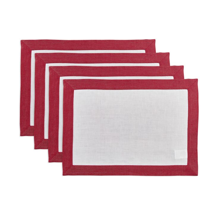 Solino Home 100% Pure Linen 14 x 19 Inch Placemats Set of 4 | Festive Edge