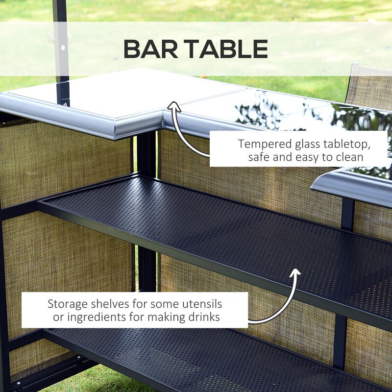 Intimate Bar Nook: 3-Piece Outdoor Set with Canopy and Storage Table