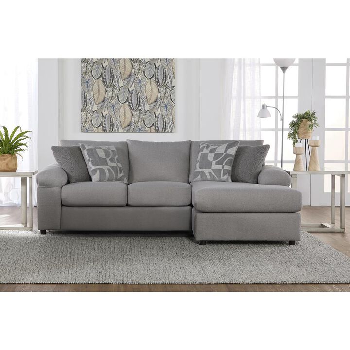 New Classic Furniture Remi 2-piece Light Gray Polyester Chaise Sectional Couch