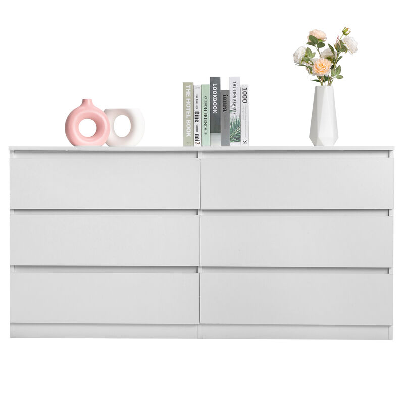 6-Drawer Double Dresser, Wide Storage Cabinet for Bedroom & Living Room
