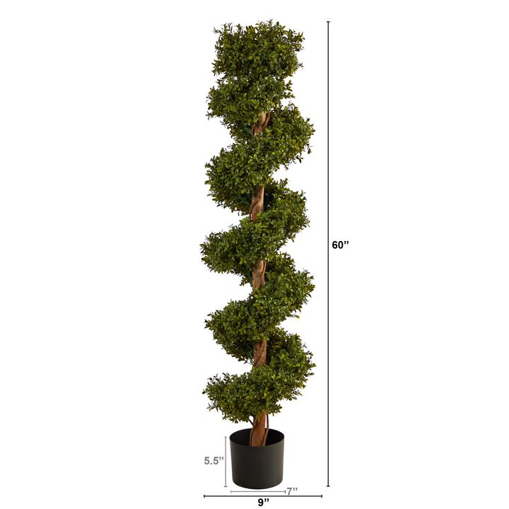 Hivvago 5 Feet Boxwood Spiral Topiary Artificial Tree (Indoor/Outdoor)