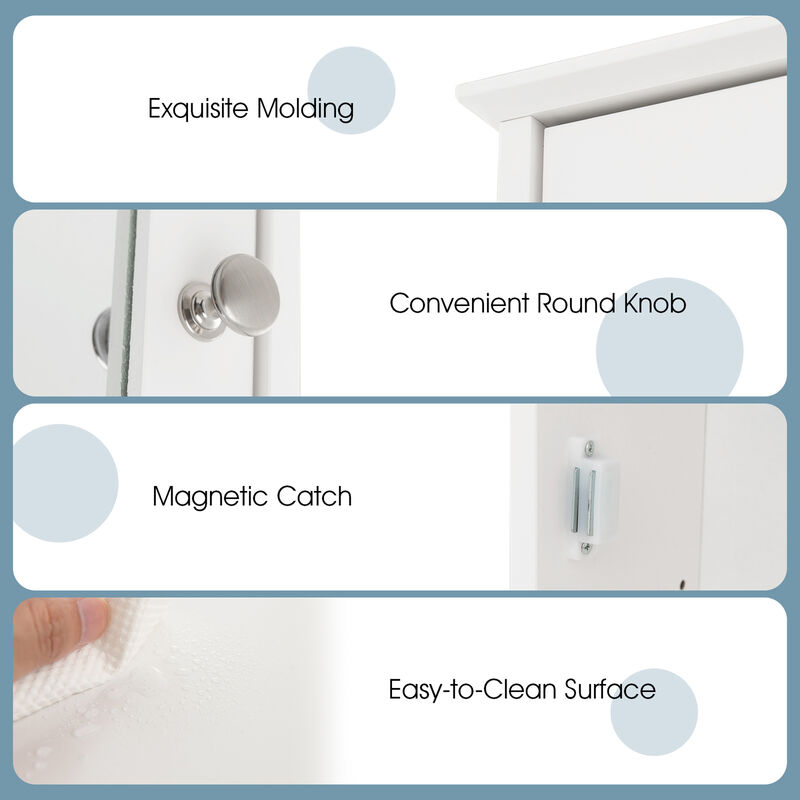 Costway Bathroom Medicine Cabinet with Mirror Cabinet Reversible Single Door Organizer