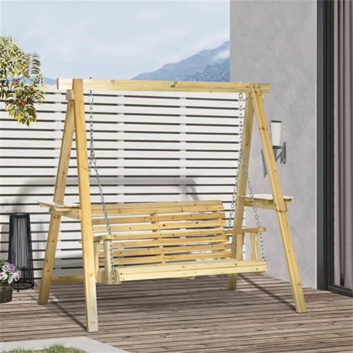 2-Seat Outdoor Porch Swing Sturdy and Comfortable Swing with Weather-Resistant Frame for Patio, Deck, or Garden Use