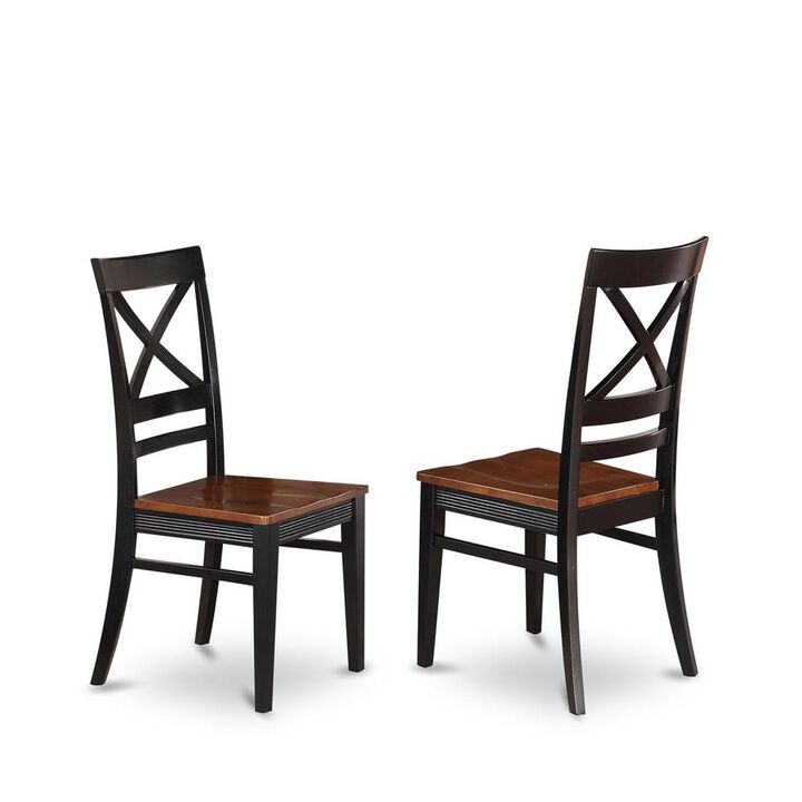 East West Furniture Quincy  Dining  Dining  room  Chair  With  X-Back  in  Black  &  Cherry  Finish,  Set  of  2
