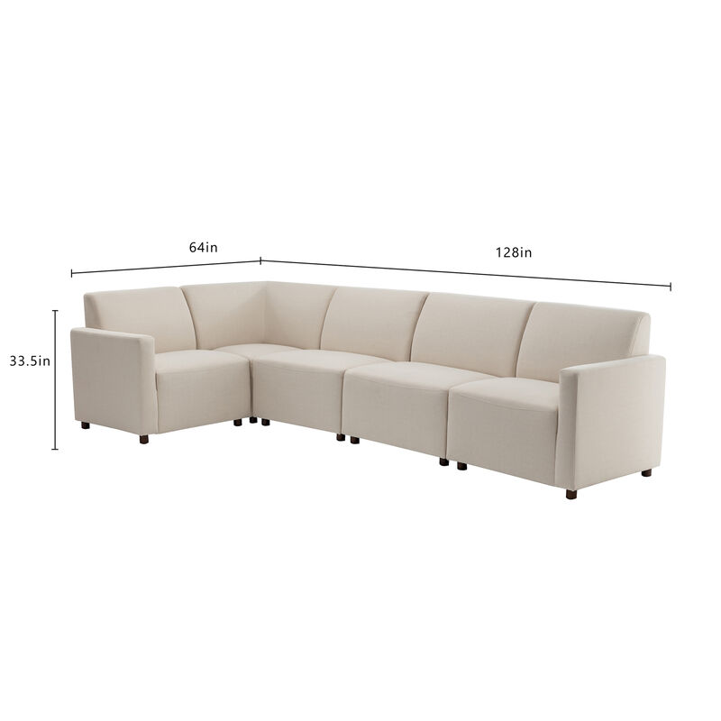 Duvall 5 Piece Modular Sofa - Natural Performance Fabric with Recycled Polyester