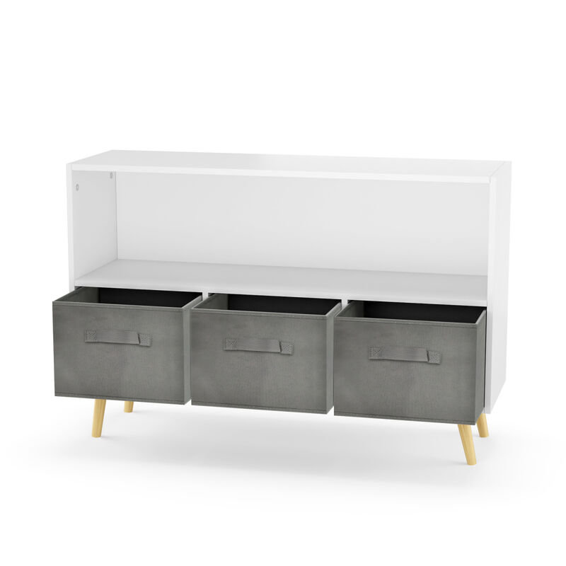 Kids Bookcase with Fabric Drawers & Toy Storage