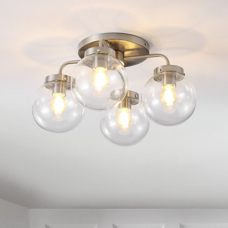 Piper Farmhouse Rustic Iron/Glass LED Semi Flush Mount