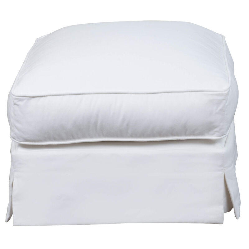Ariana Rectangular 24 in. x 32 in. White Upholstered Ottoman