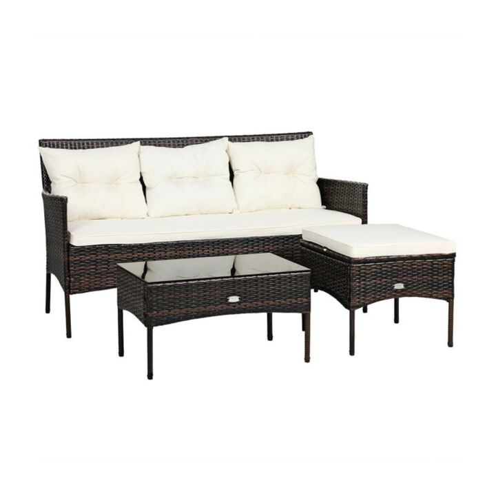 Hivvago 3 Pieces Patio Furniture Sectional Set with 5 Cozy Cushions