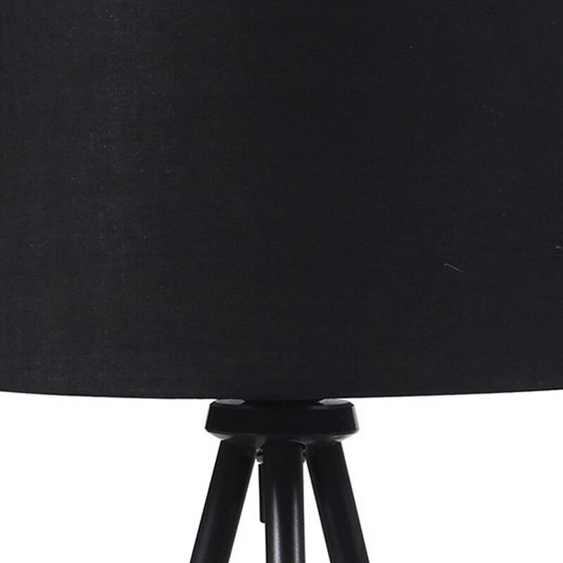 Table Lamp with Tripod Metal Base, Black and Gold-Benzara