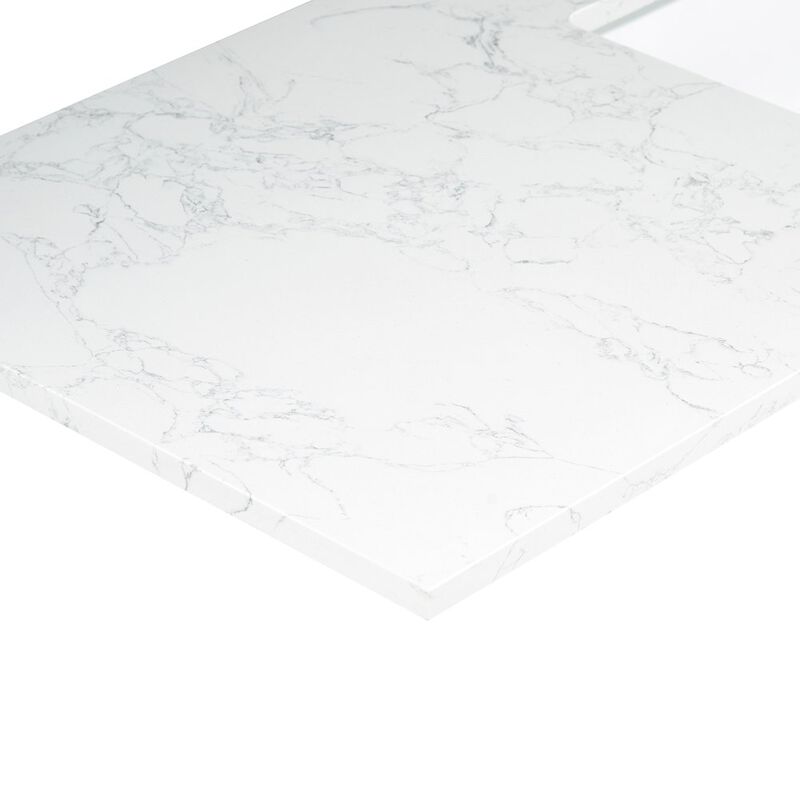 Altair Ceres 84. in engineered Stone Vanity Top in Grain White with Double White Sink
