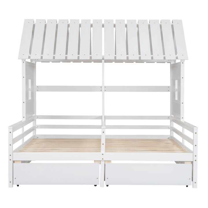 Merax House Platform Beds with Two Drawers