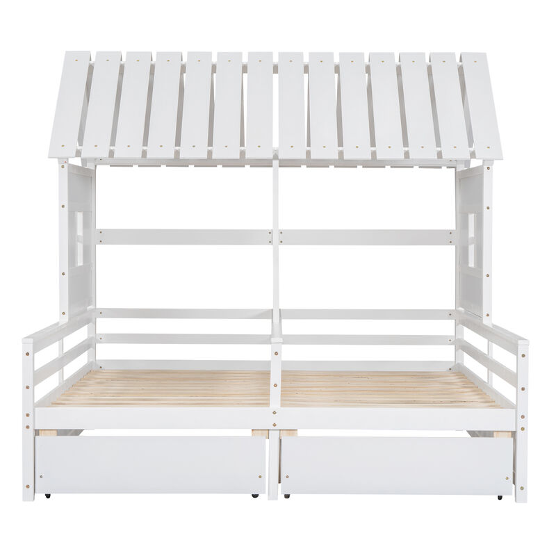 Merax House Platform Beds with Two Drawers